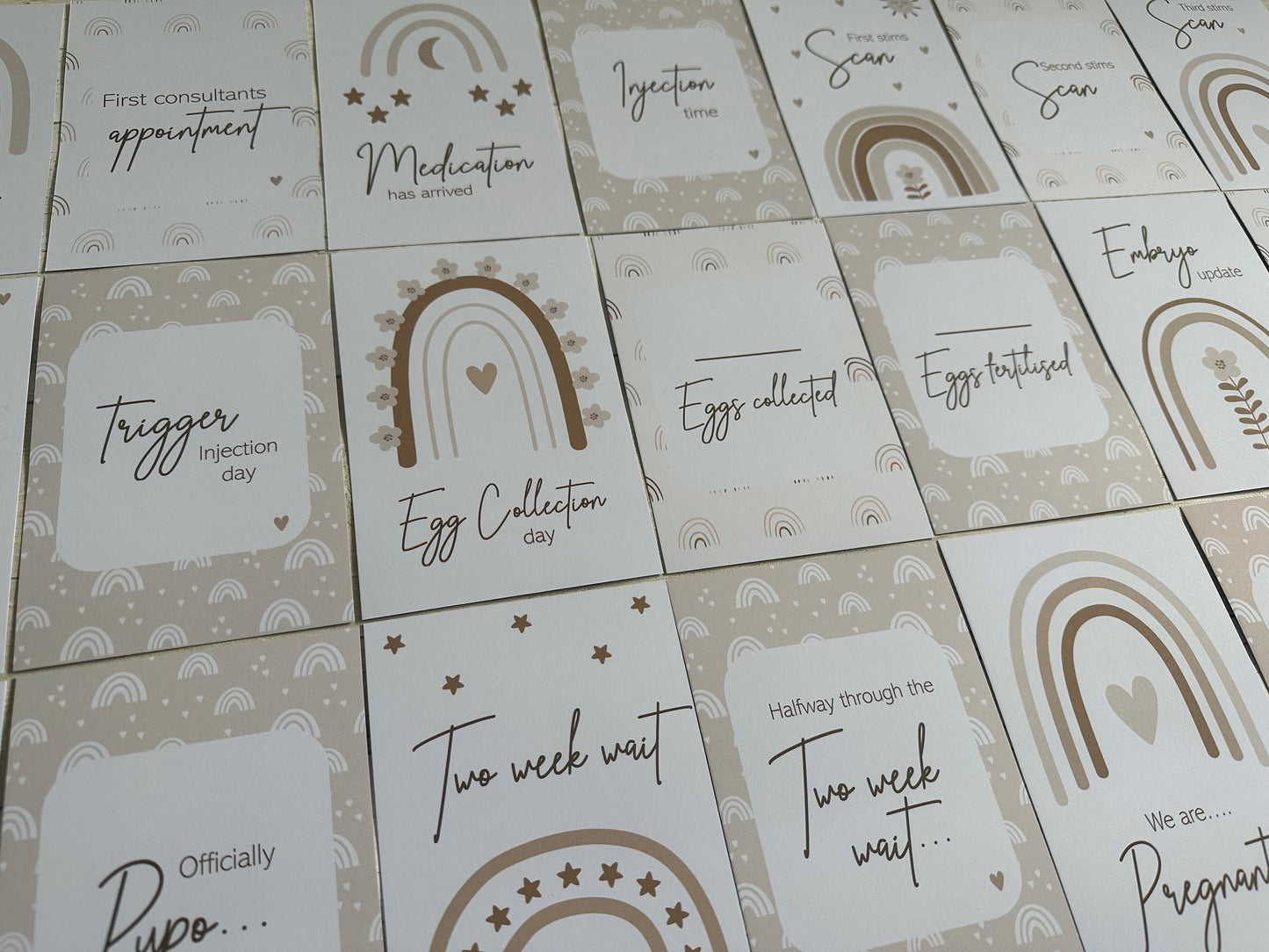 Neutral Rainbow IVF IUI ICSI Milestone Cards