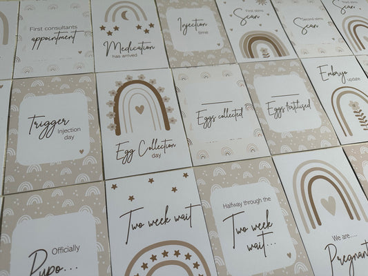 Neutral Rainbow IVF IUI ICSI Milestone Cards