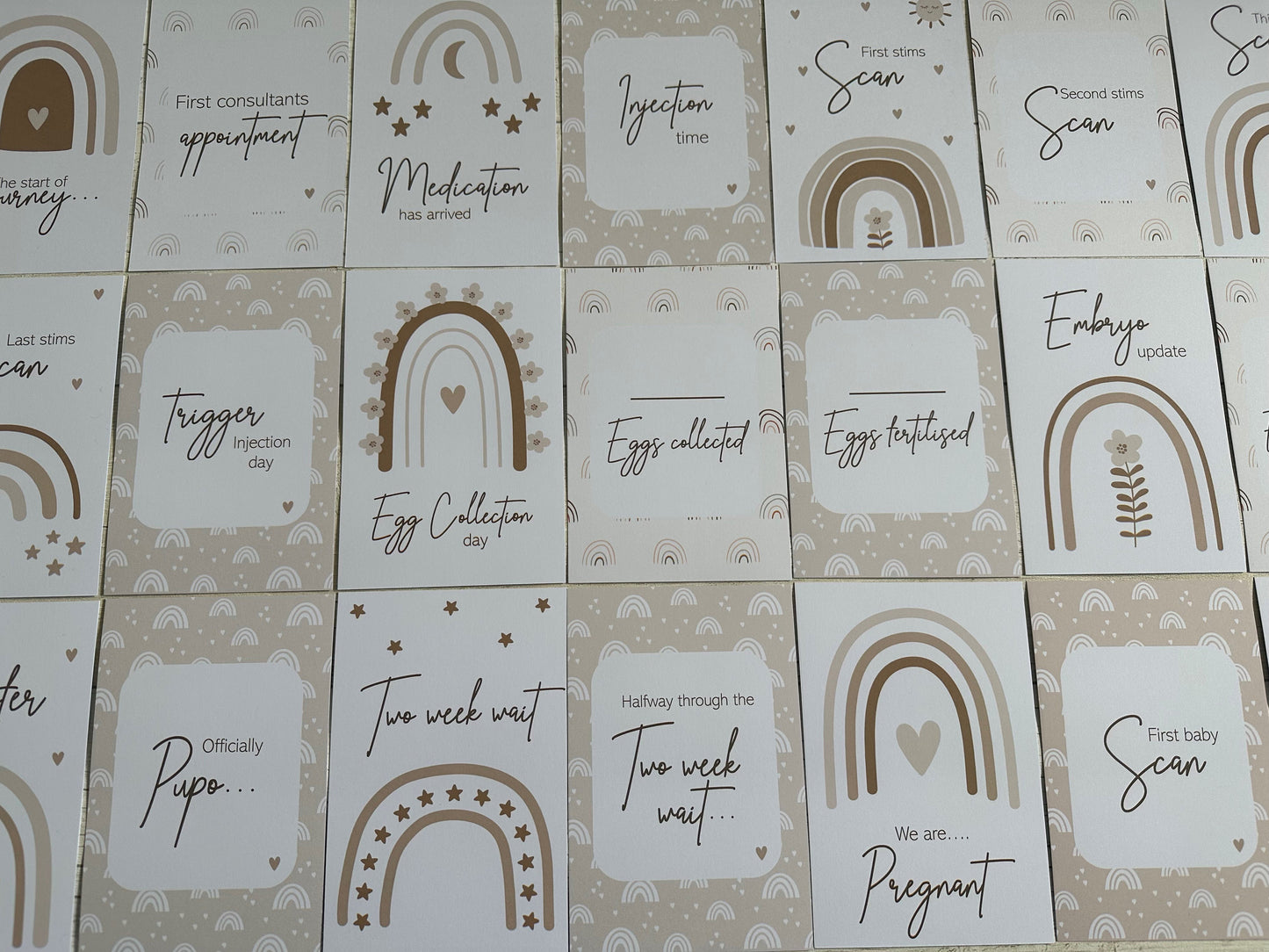 Neutral Rainbow IVF IUI ICSI Milestone Cards