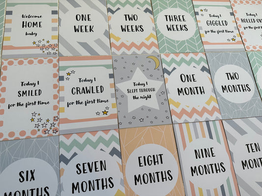 Pastel Baby Milestone Cards Set for Shower Pregnancy Gifts