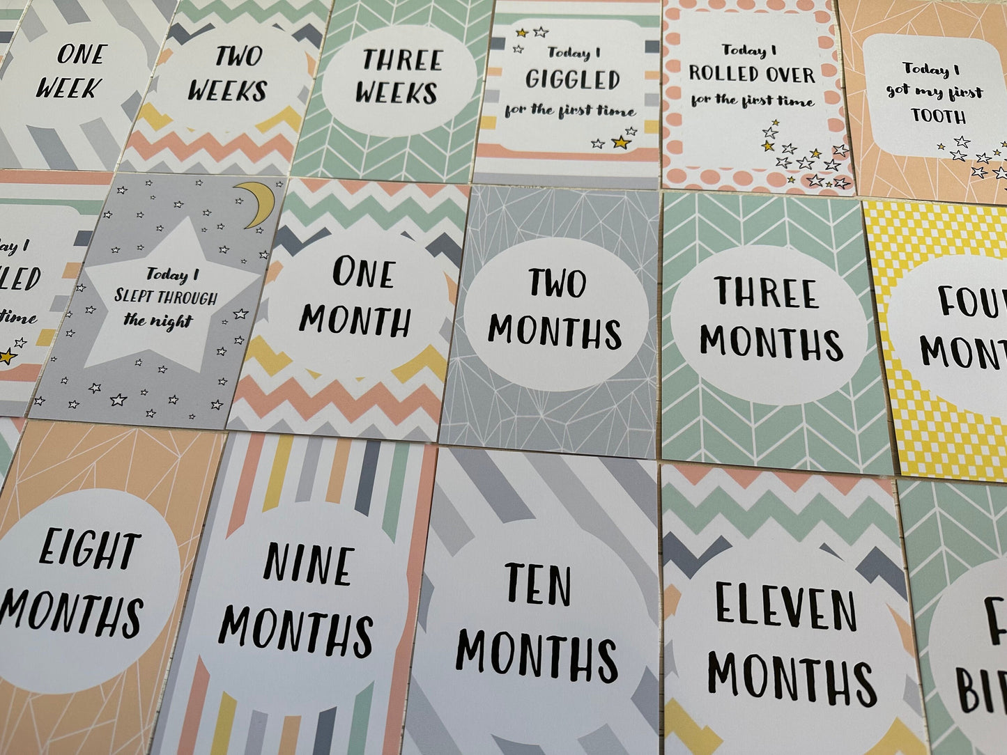 Pastel Baby Milestone Cards Set for Shower Pregnancy Gifts