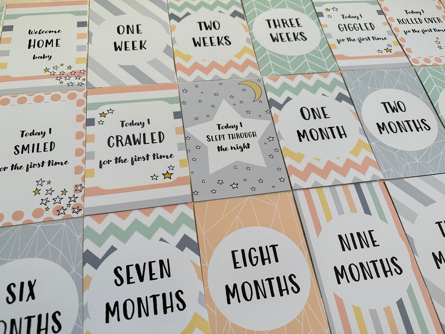 Pastel Baby Milestone Cards Set for Shower Pregnancy Gifts