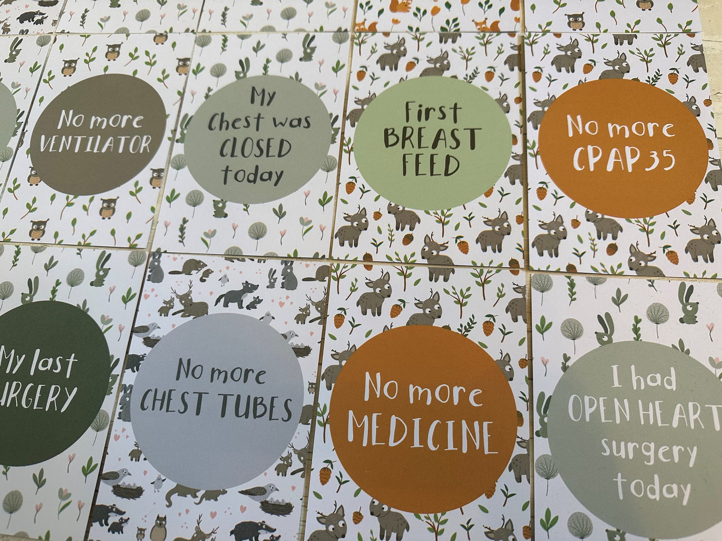 Congenital Heart Disease Woodland Milestone Cards - CHD Heart Warrior Journey