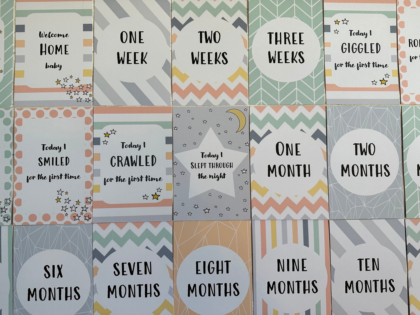 Pastel Baby Milestone Cards Set for Shower Pregnancy Gifts