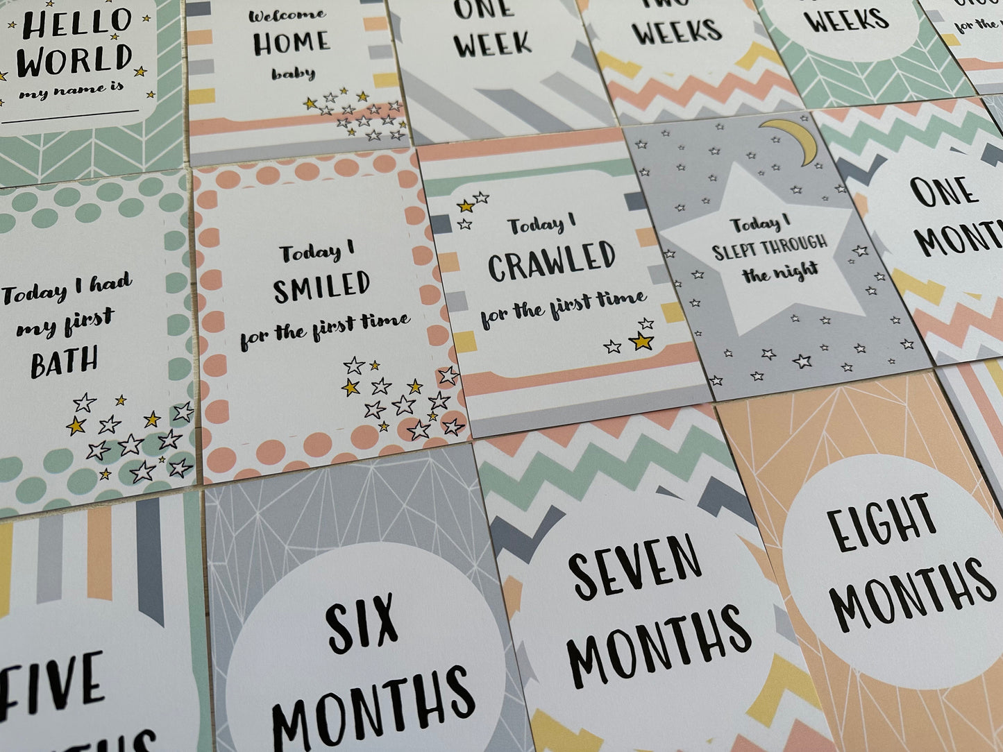 Pastel Baby Milestone Cards Set for Shower Pregnancy Gifts