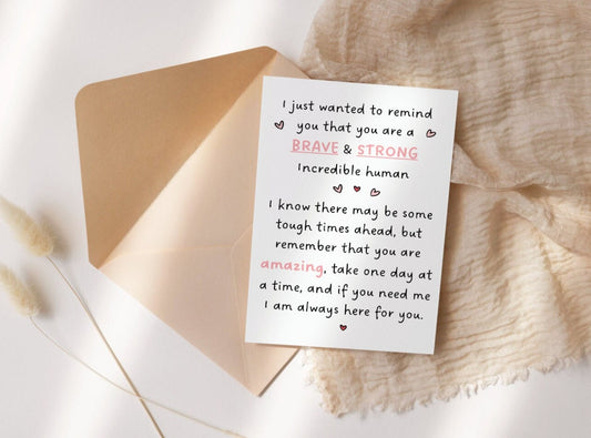 Brave and Strong Encouraging Get Well Card for Tough Times: Cancer, Surgery, Difficult Days