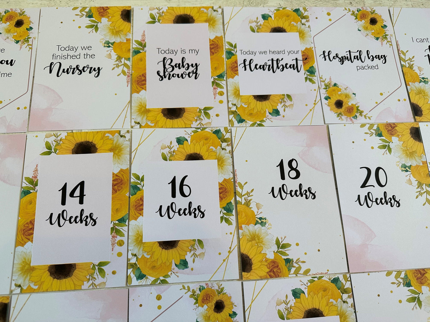 Sunflower Pregnancy Milestone Cards for Mum to Be Announcement Gift