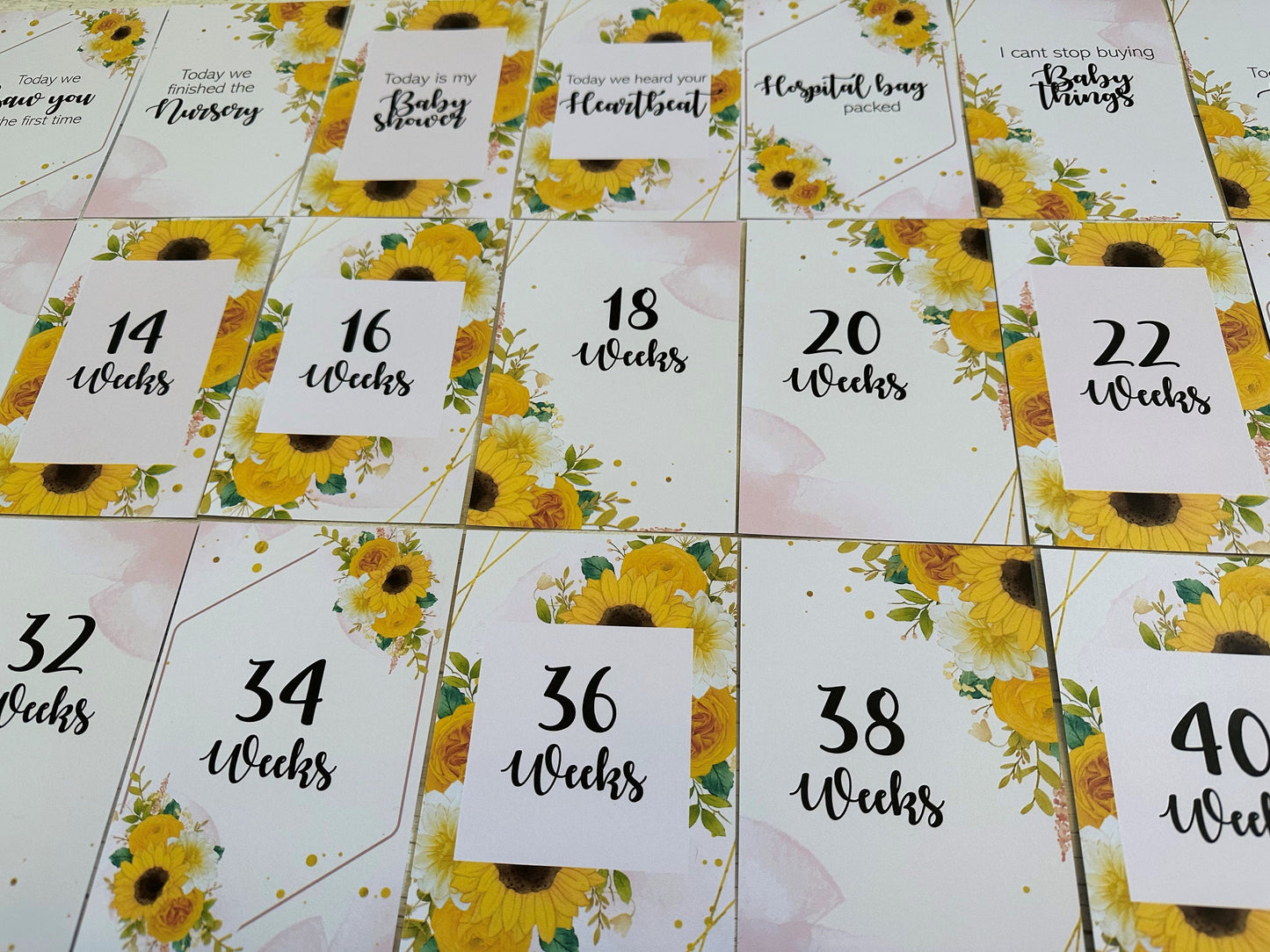 Sunflower Pregnancy Milestone Cards for Mum to Be Announcement Gift