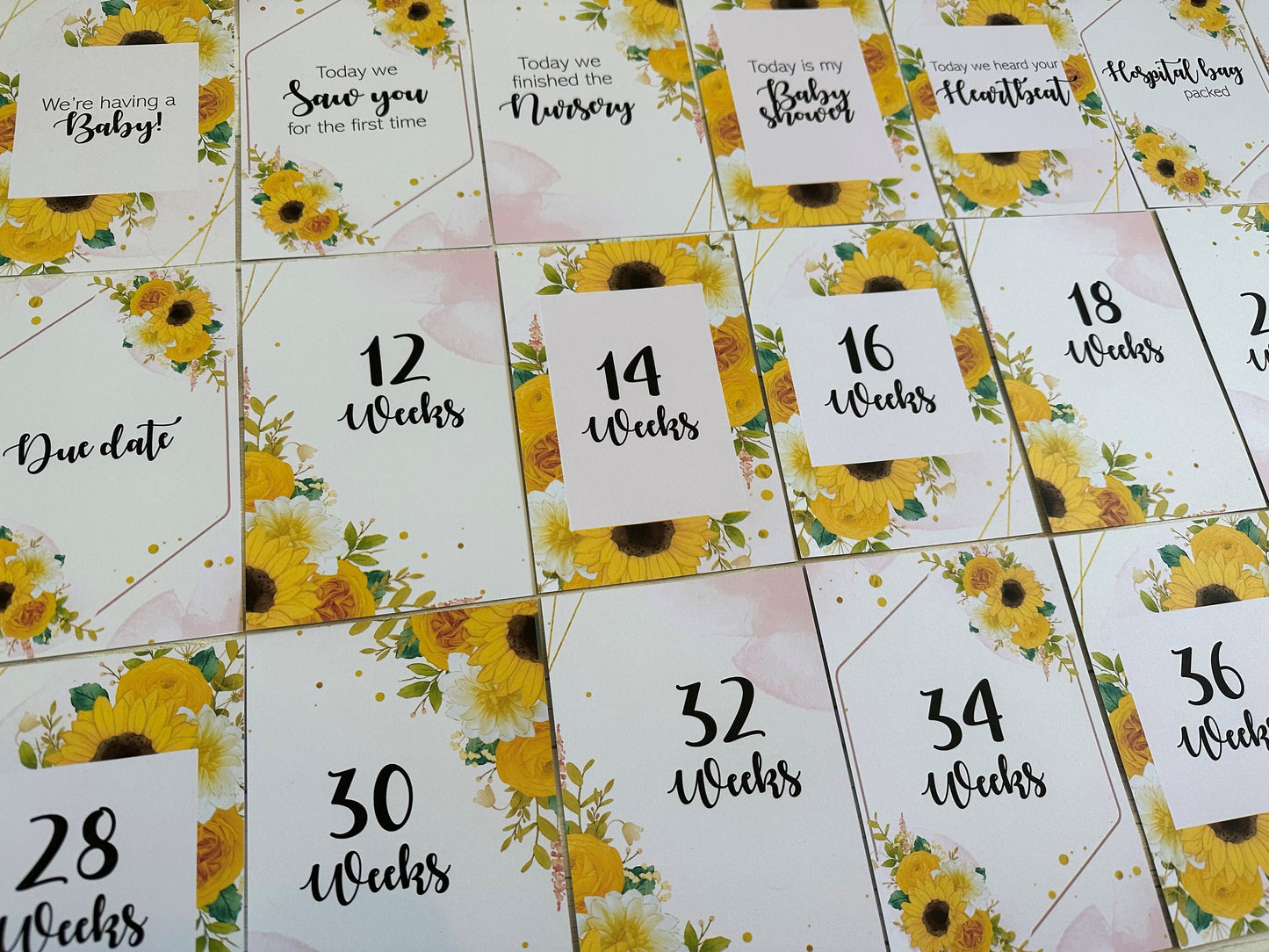Sunflower Pregnancy Milestone Cards for Mum to Be Announcement Gift