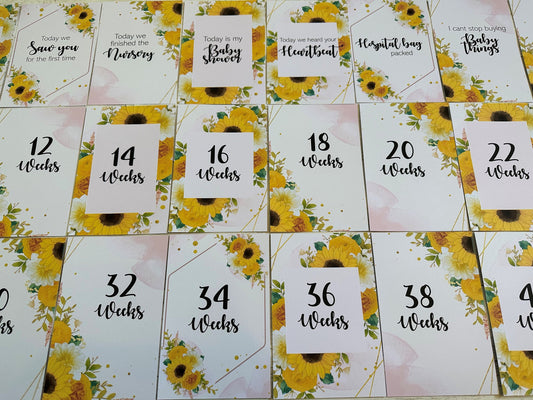 Sunflower Pregnancy Milestone Cards for Mum to Be Announcement Gift