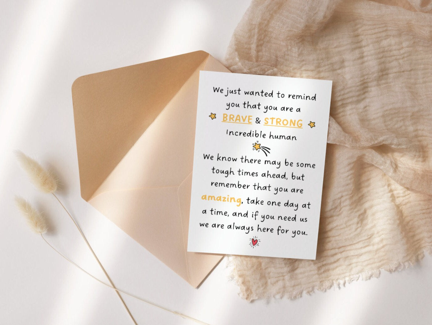 Brave and Strong Encouragement Card for Cancer, Surgery, Get Well, Tough Times