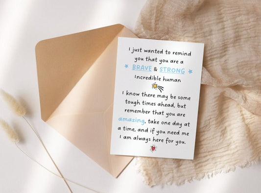 Brave and Strong Encouragement Card for Surgery, Cancer, Get Well, Tough Times