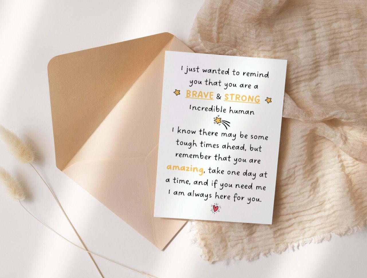 Brave and Strong Encouragement Card for Cancer, Surgery, Get Well, Tough Times