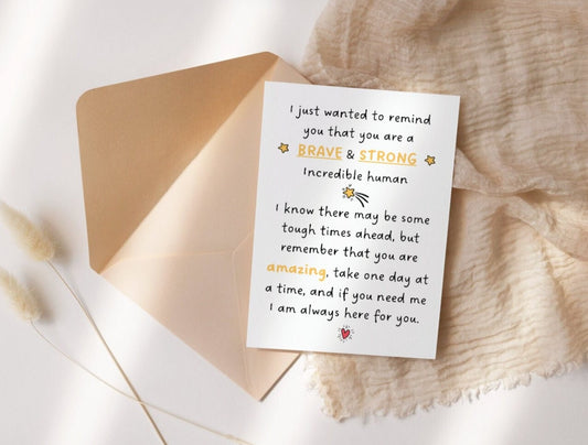 Brave and Strong Encouragement Card for Cancer, Surgery, Get Well, Tough Times