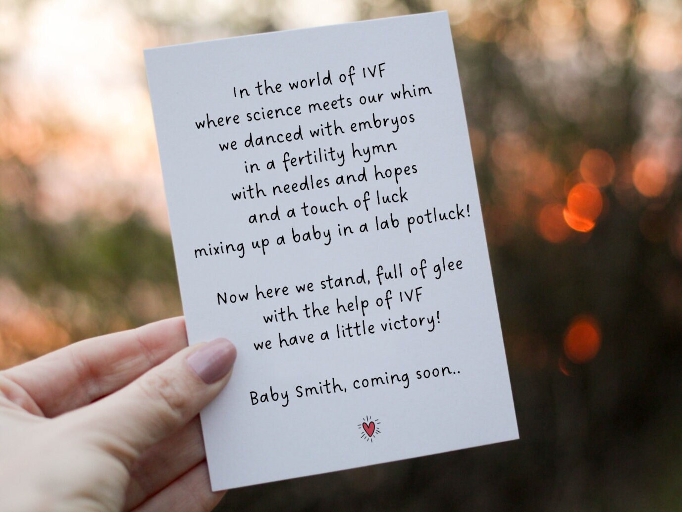 IVF Pregnancy Announcement Greeting Card