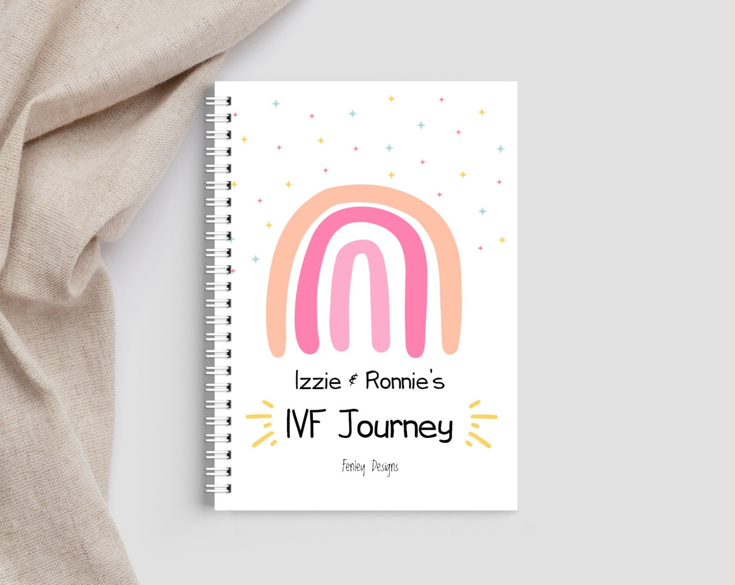 Personalised Bright Rainbow IVF Fertility Journal