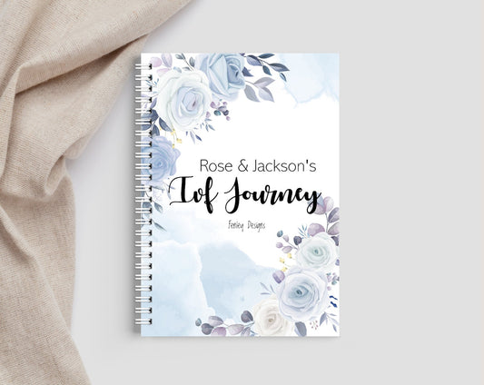 Personalised Blue Floral  IVF Fertility Journal