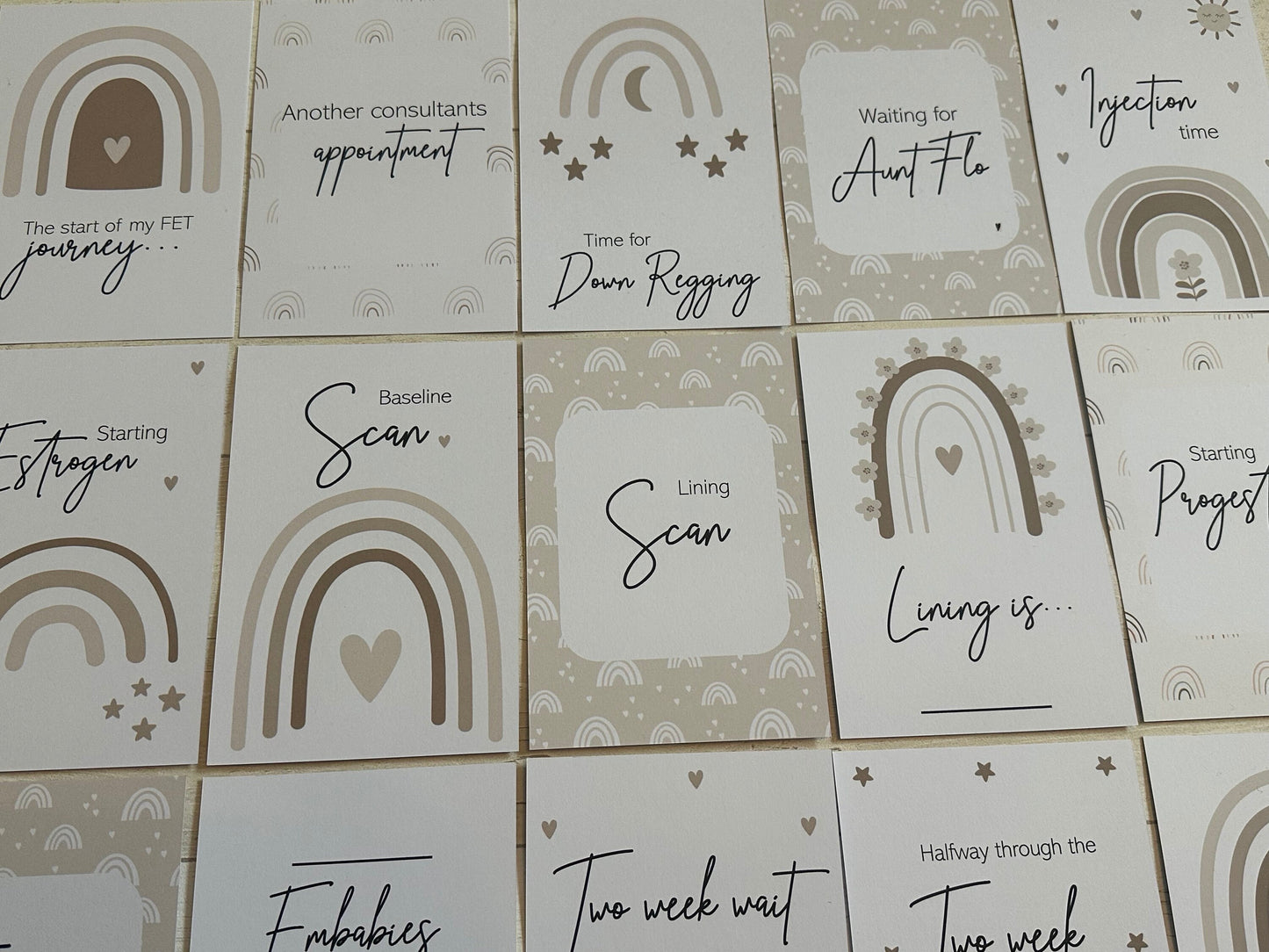 FET Neutral Frozen Embryo Transfer Milestone Cards for Embryo Transfer and Fertility Journey
