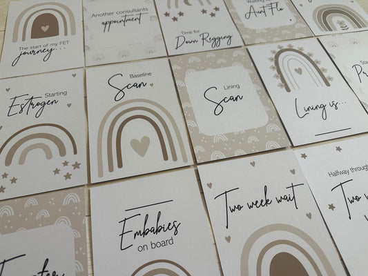 FET Neutral Frozen Embryo Transfer Milestone Cards for Embryo Transfer and Fertility Journey