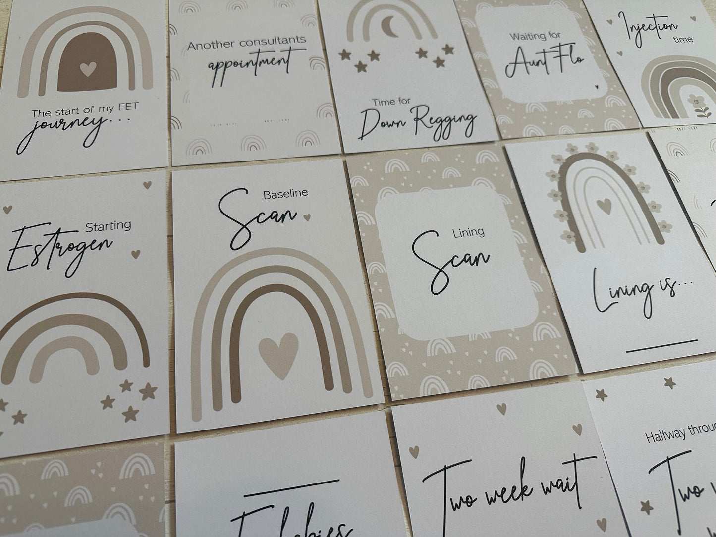 FET Neutral Frozen Embryo Transfer Milestone Cards for Embryo Transfer and Fertility Journey