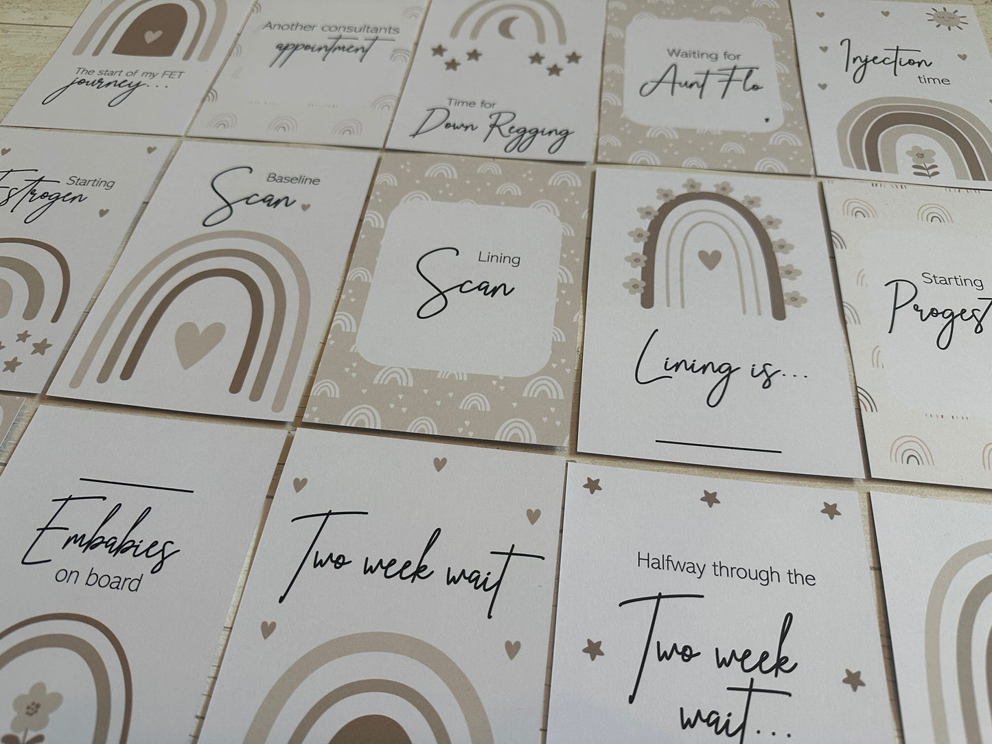 FET Neutral Frozen Embryo Transfer Milestone Cards for Embryo Transfer and Fertility Journey