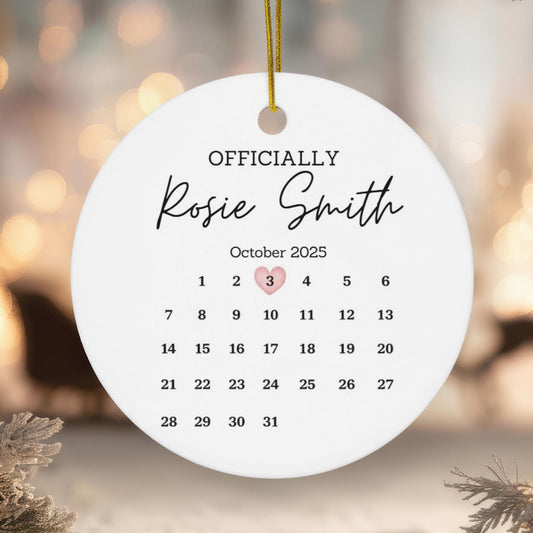 Personalised Adoption Christmas Ornament: Festive Family Keepsake for New Parents' Forever Home