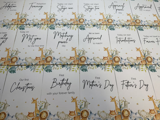 Safari Adoption Milestone Cards inclusive of LGBTQ+ and SMBC