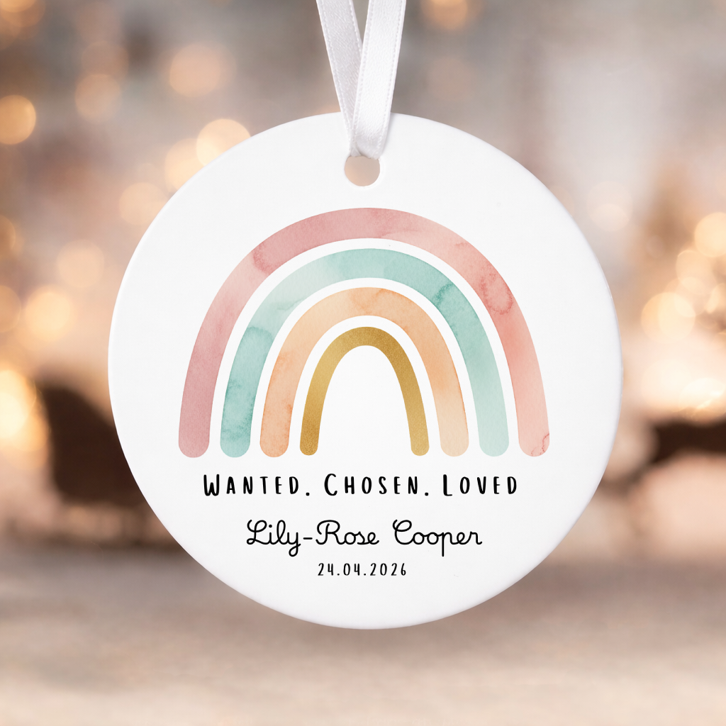 Personalised Rainbow Adoption Keepsake Hanging Decoration