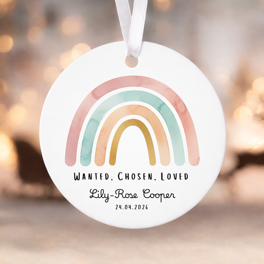 Personalised Rainbow Adoption Keepsake Hanging Decoration