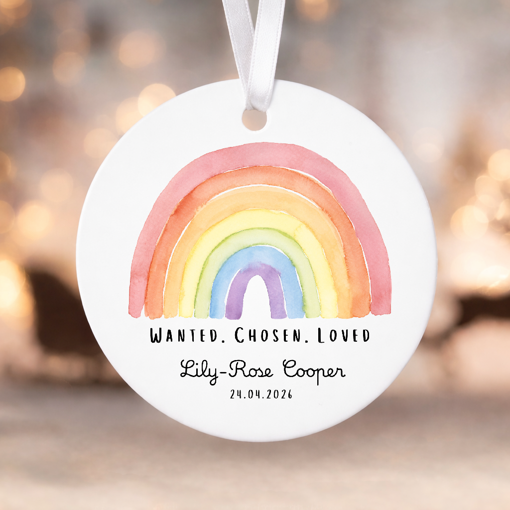 Personalised Rainbow Adoption Keepsake Hanging Decoration