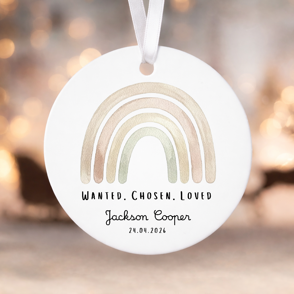 Personalised Rainbow Adoption Keepsake Hanging Decoration