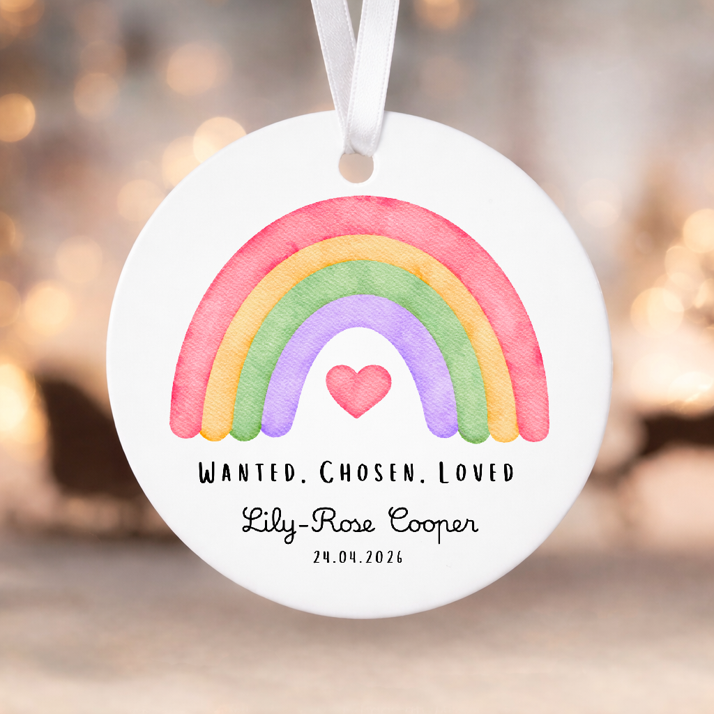 Personalised Rainbow Adoption Keepsake Hanging Decoration