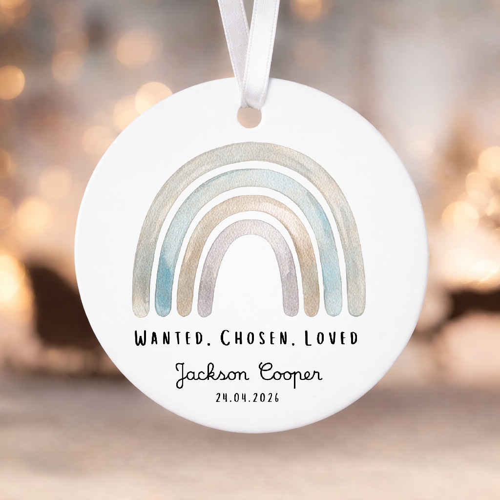 Personalised Rainbow Adoption Keepsake Hanging Decoration