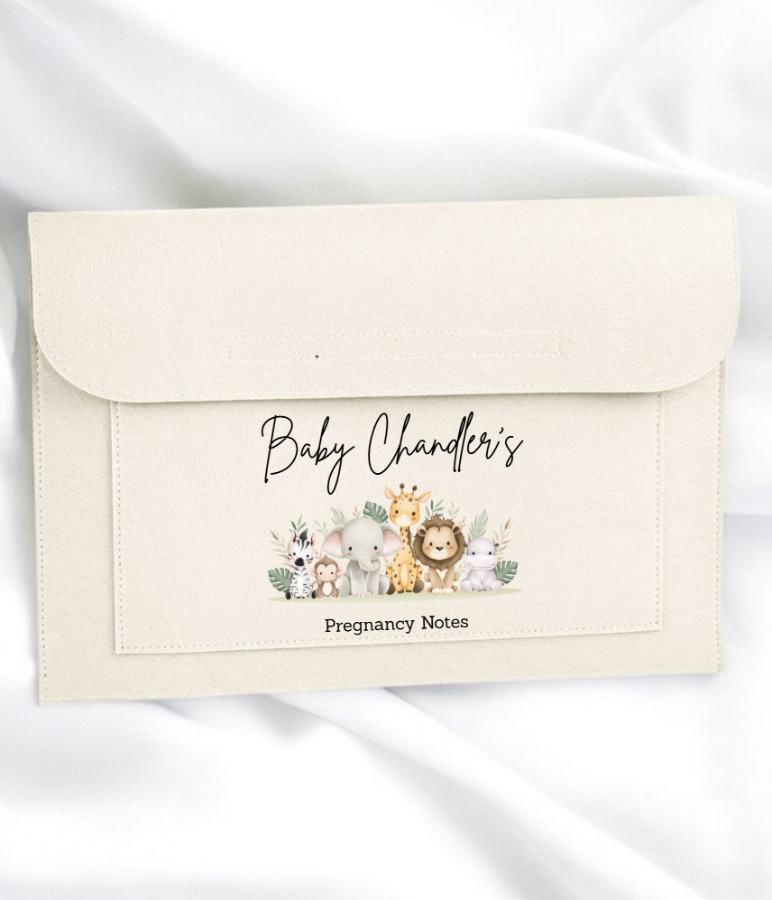 Personalised Safari Pregnancy Baby Notes Folders