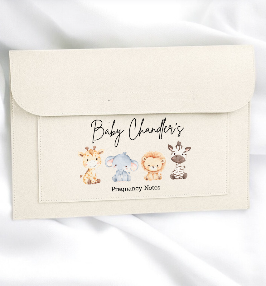Personalised Safari Pregnancy Baby Notes Folders