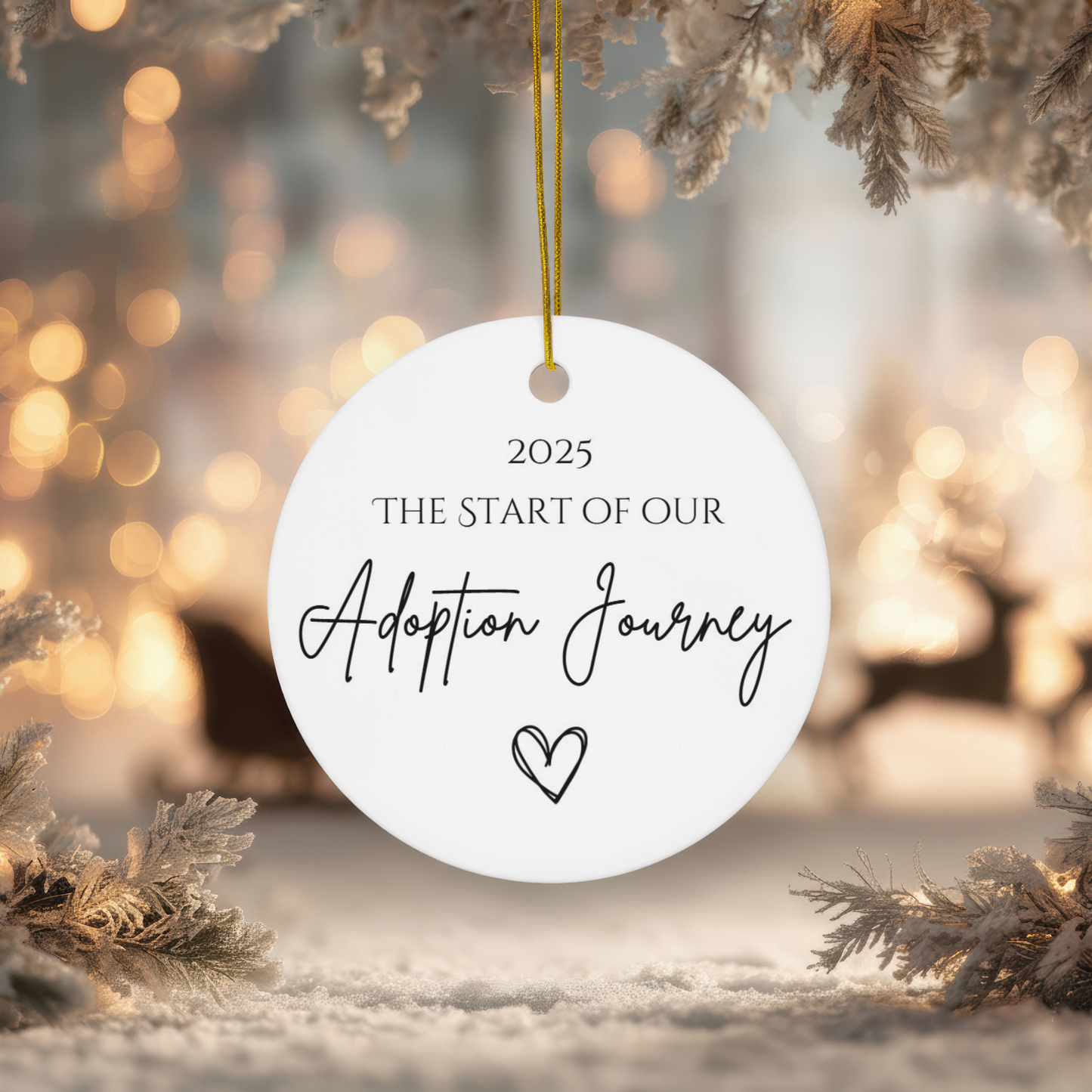 Personalised Adoption Christmas Ornament: Festive Family Keepsake for New Parents' Forever Home