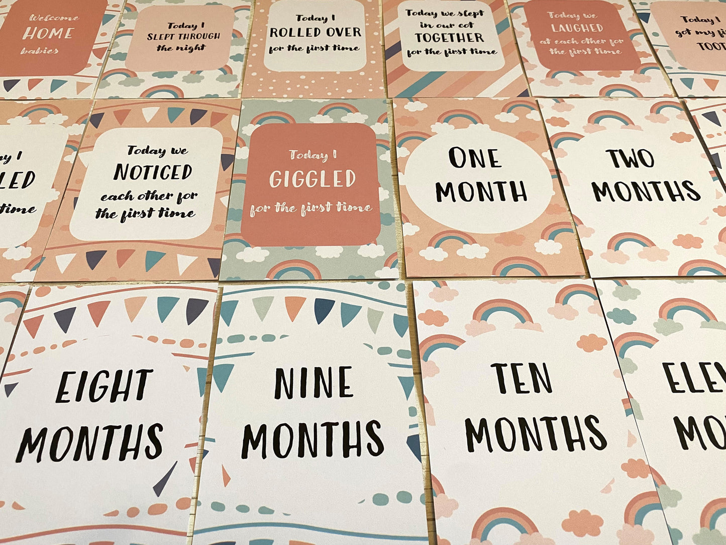 Twin Baby Milestone Cards - Gender Neutral Pregnancy Gift for Parents and Baby Showers