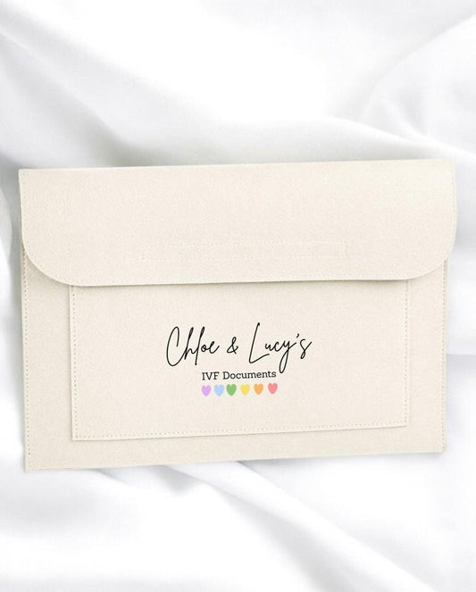 Personalised IVF Document Folder Hearts Design