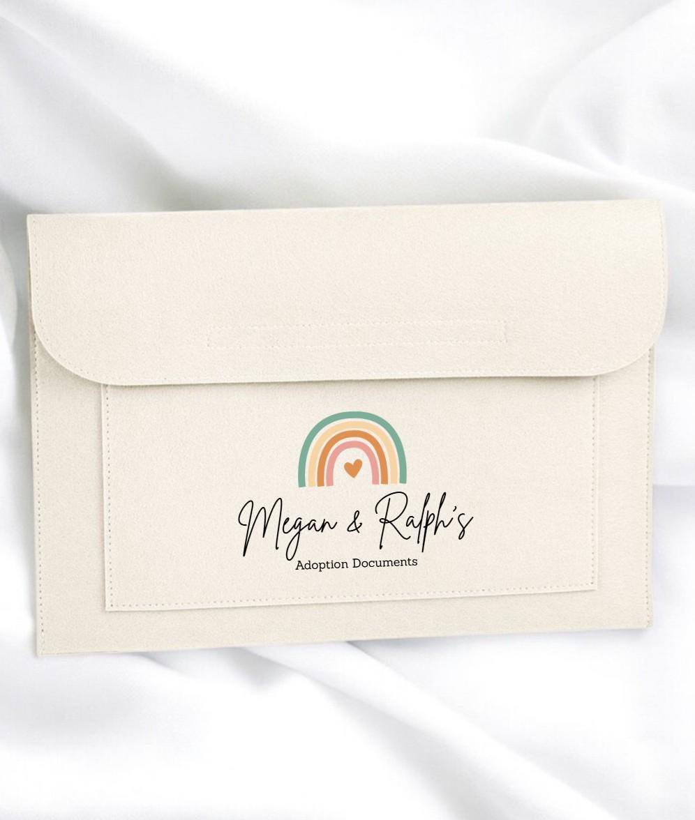 Personalised Adoption Document Folder Hearts Design